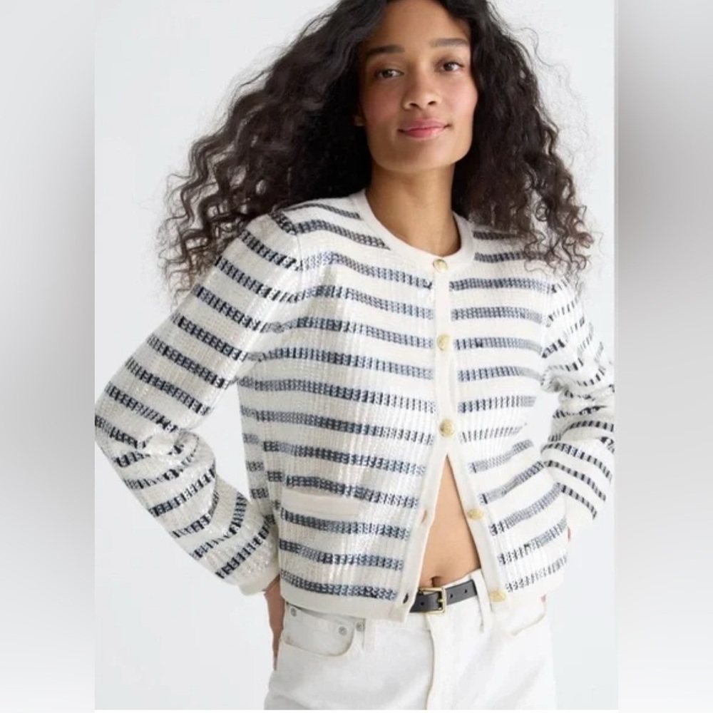 Emilie lady jacket sweater in sequin stripe
